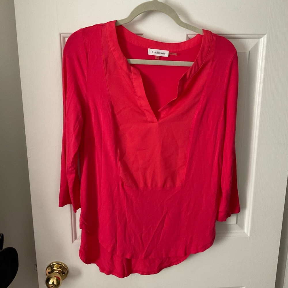 Calvin Klein 3/4 Three Quarter Sleeve Top, Size Small